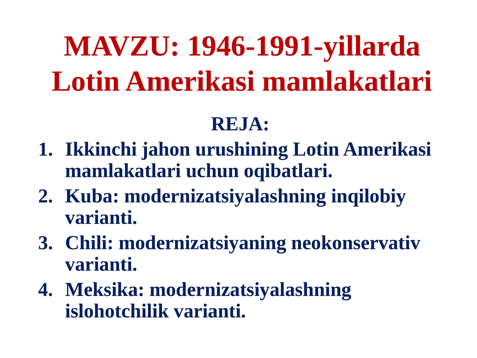 1946-1991-yillarda Lotin Amerikasi mamlakatlari