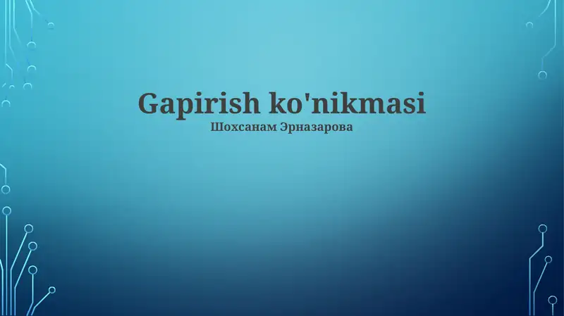 Gapirish ko'nikmasi