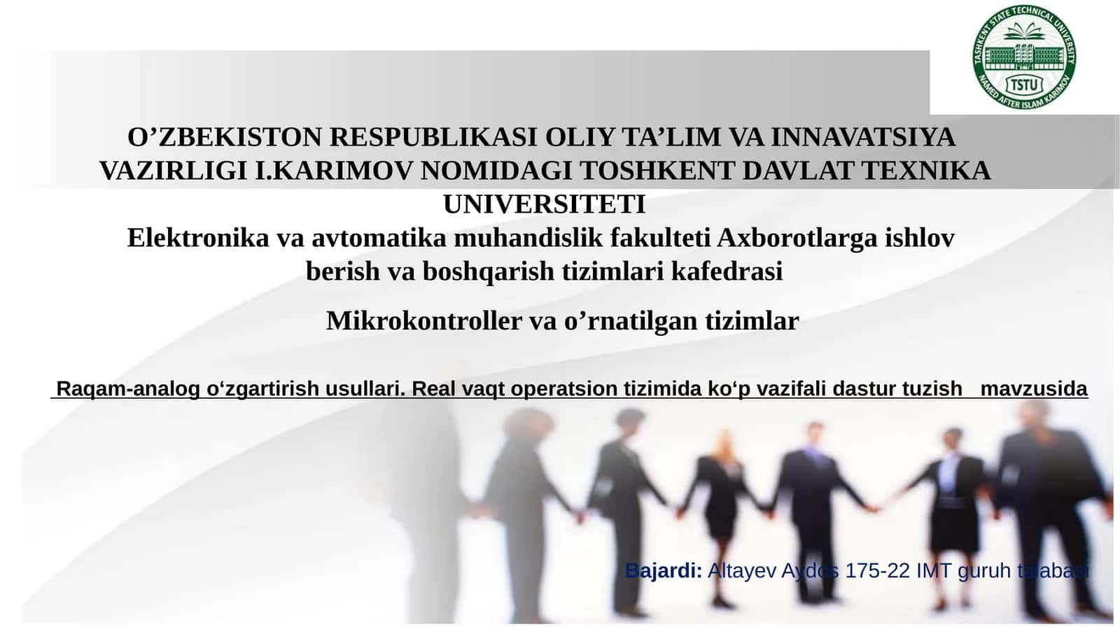 Mikrokontroller va o'rnatilgan tizimlar