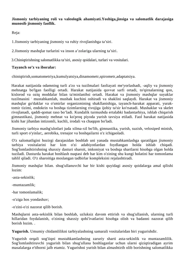 Jismoniy Tarbiya