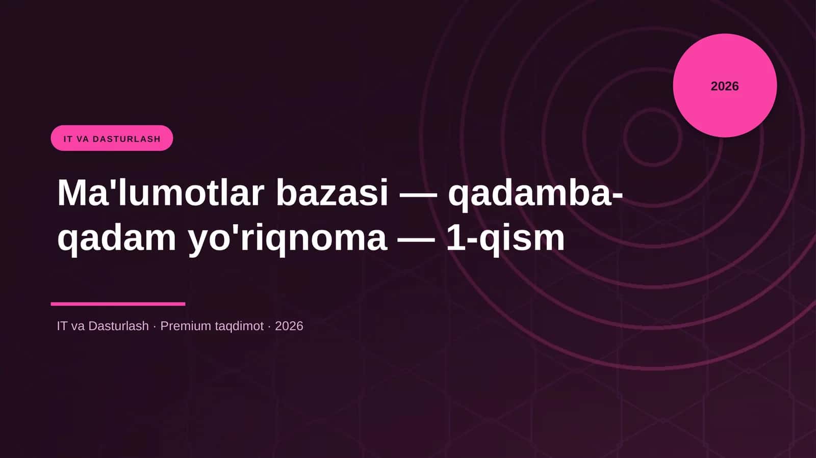 Ma'lumotlar bazasi — qadamba-qadam yo'riqnoma — 1-qism