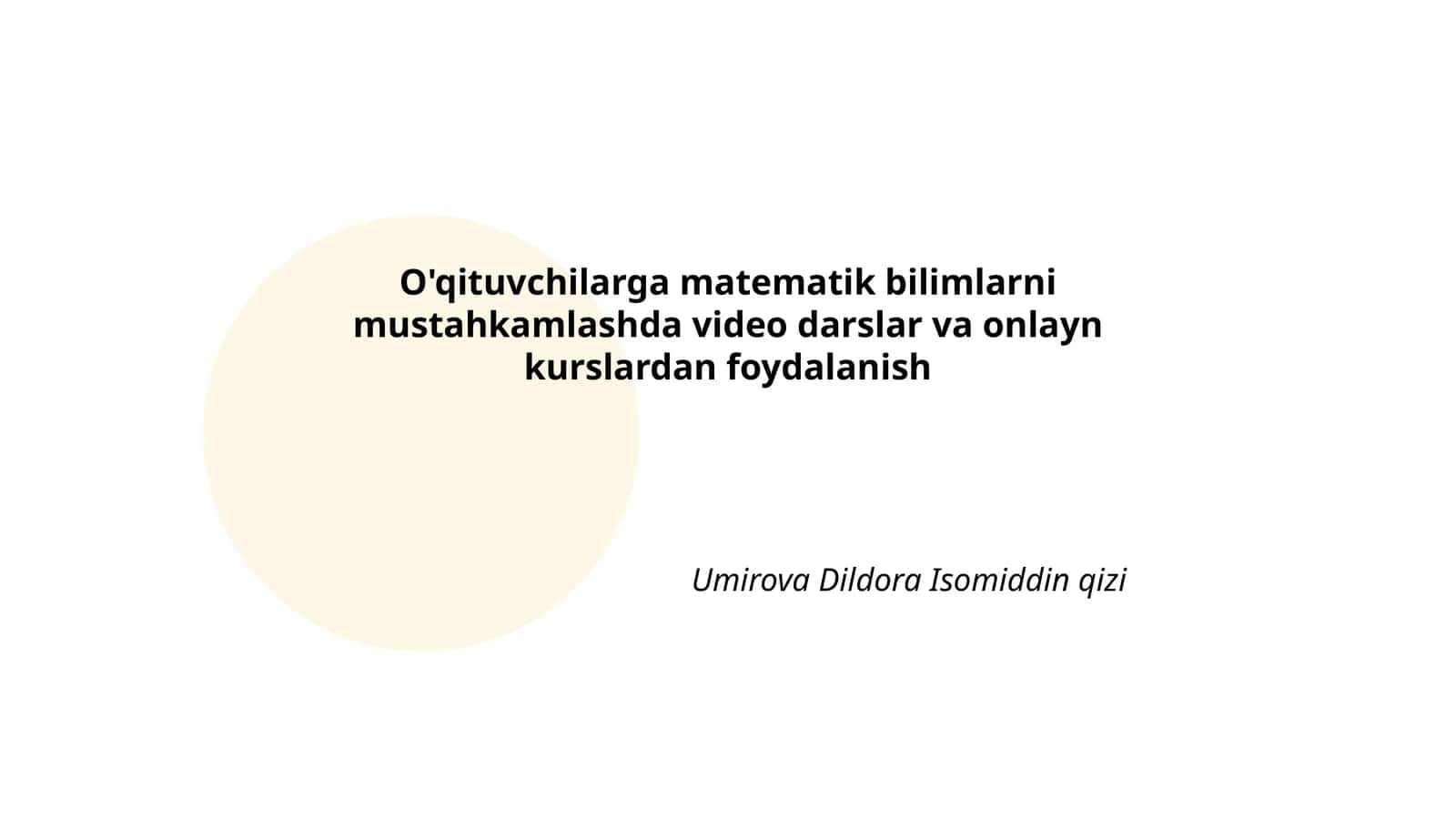 O'qituvchilarga matematik bilimlarni mustahkamlash