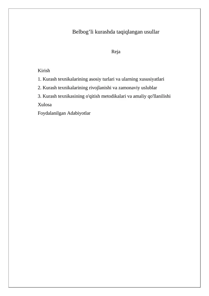 Belbog’li kurashda taqiqlangan usullar