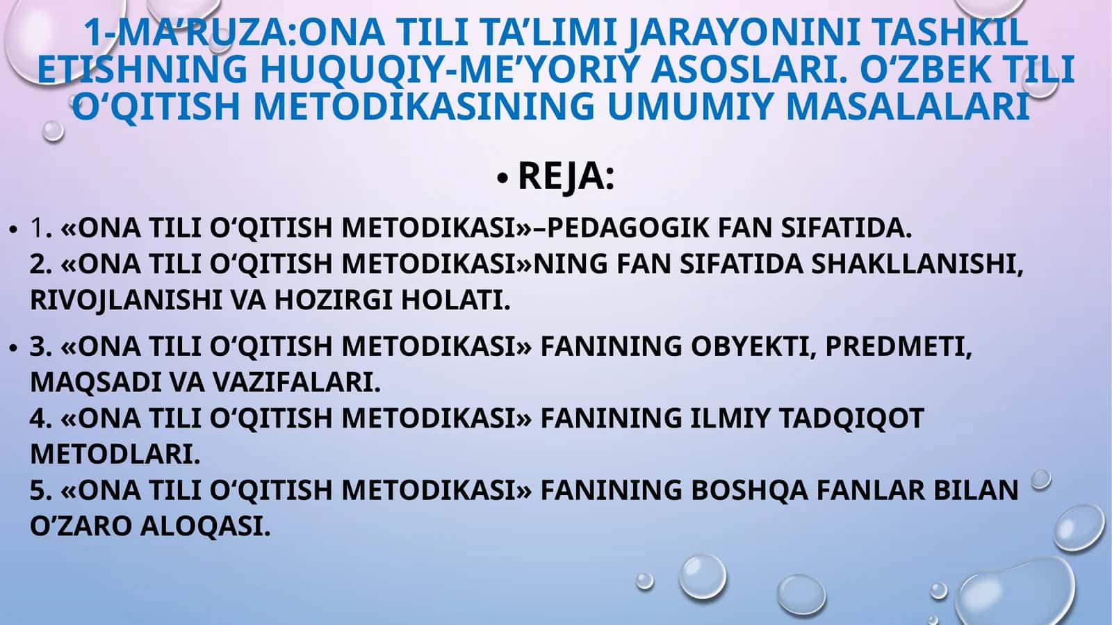 Ona tilini o'qitish metodikasi