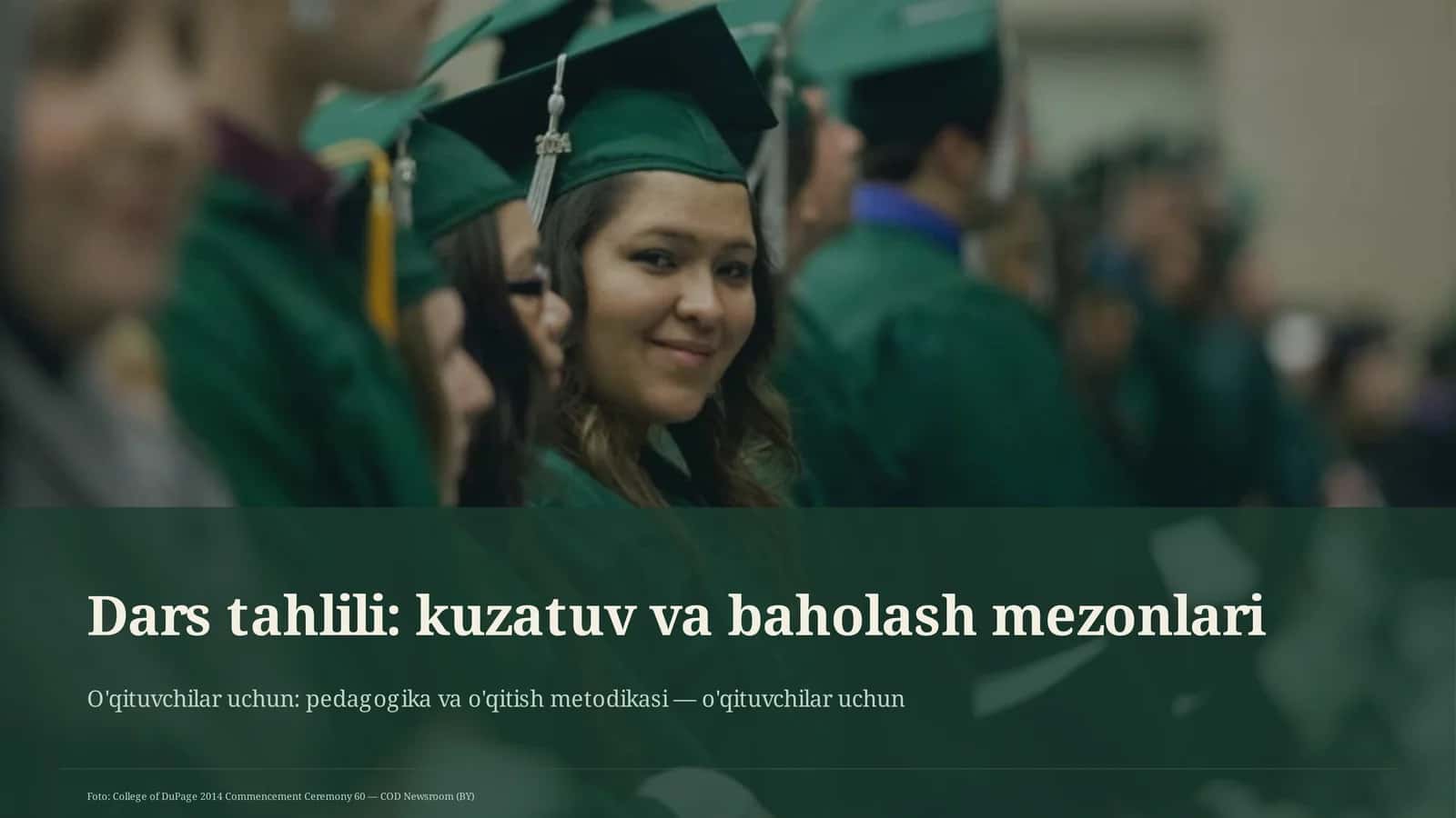Dars tahlili: kuzatuv va baholash mezonlari