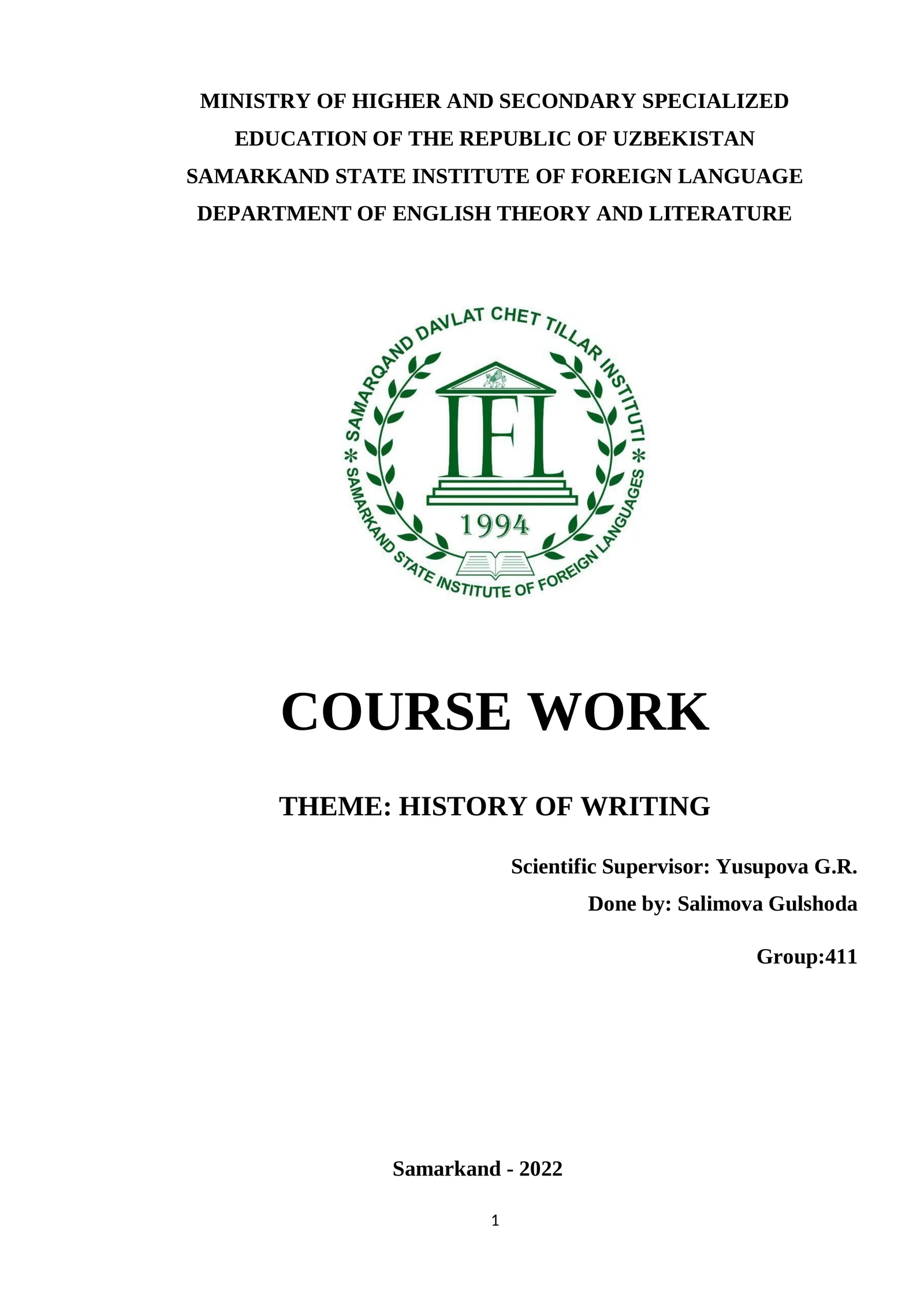 HISTORY OF WRITING