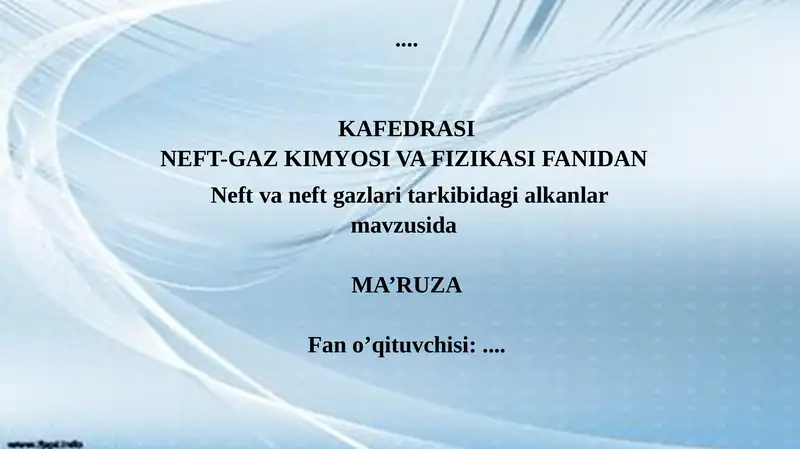 Neft va neft gazlaridagi Alkanlar