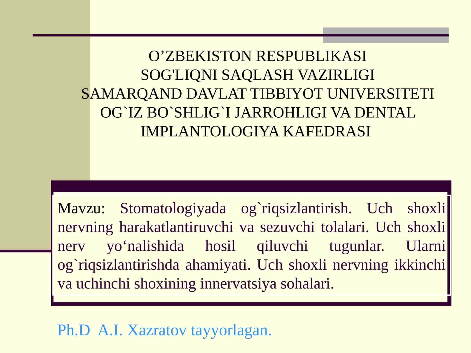O’ZBEKISTON RESPUBLIKASI