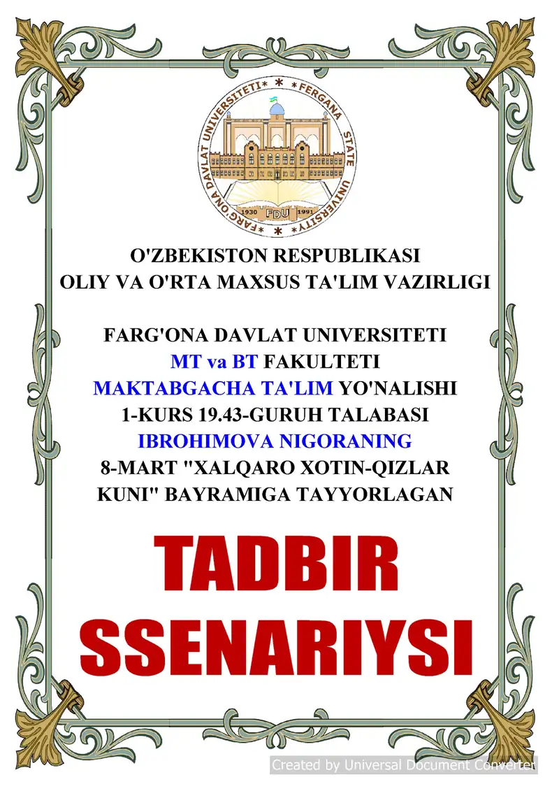 8-Mart bayram senariysi