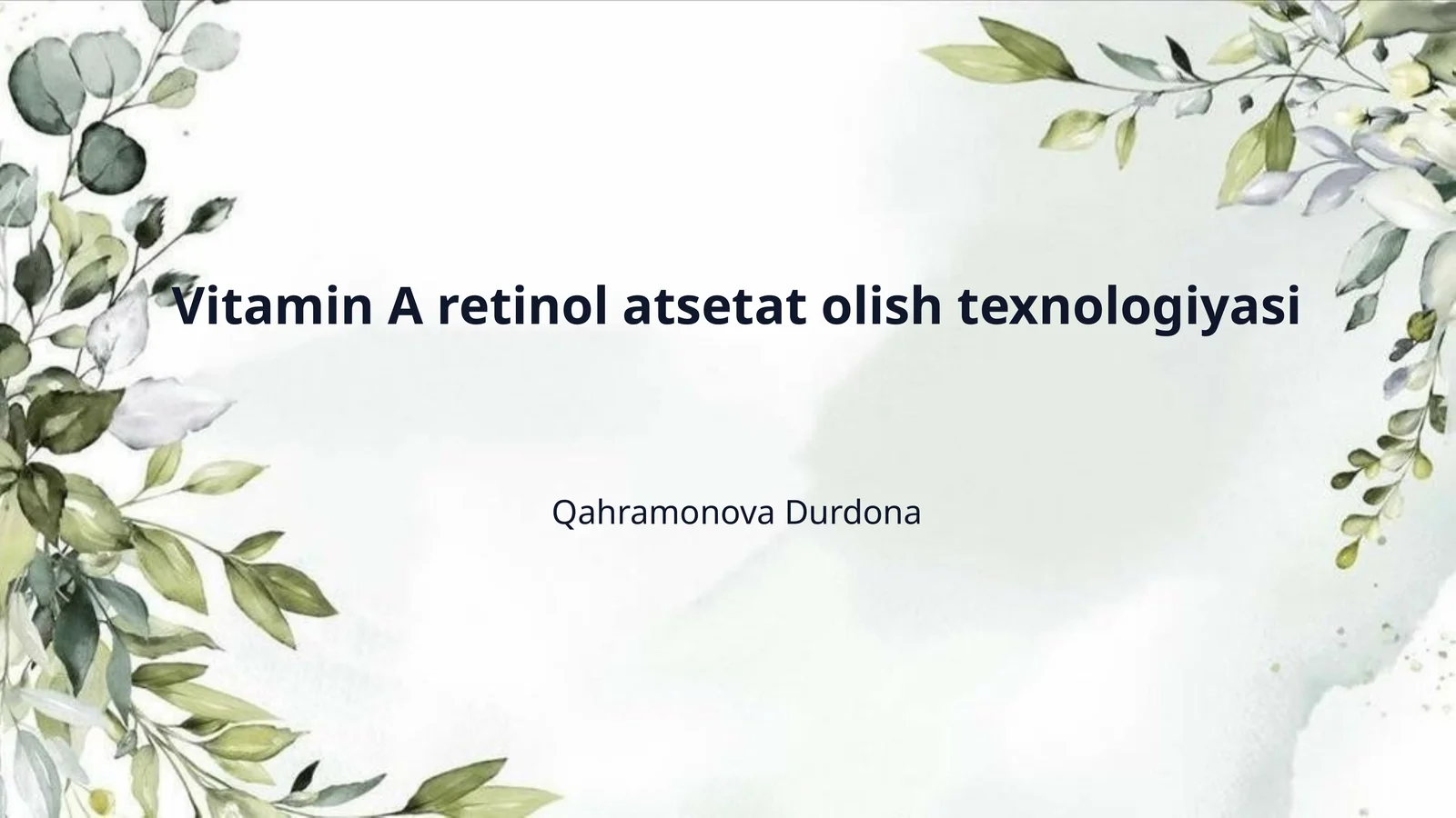 Vitamin A retinol atsetat olish texnologiyasi