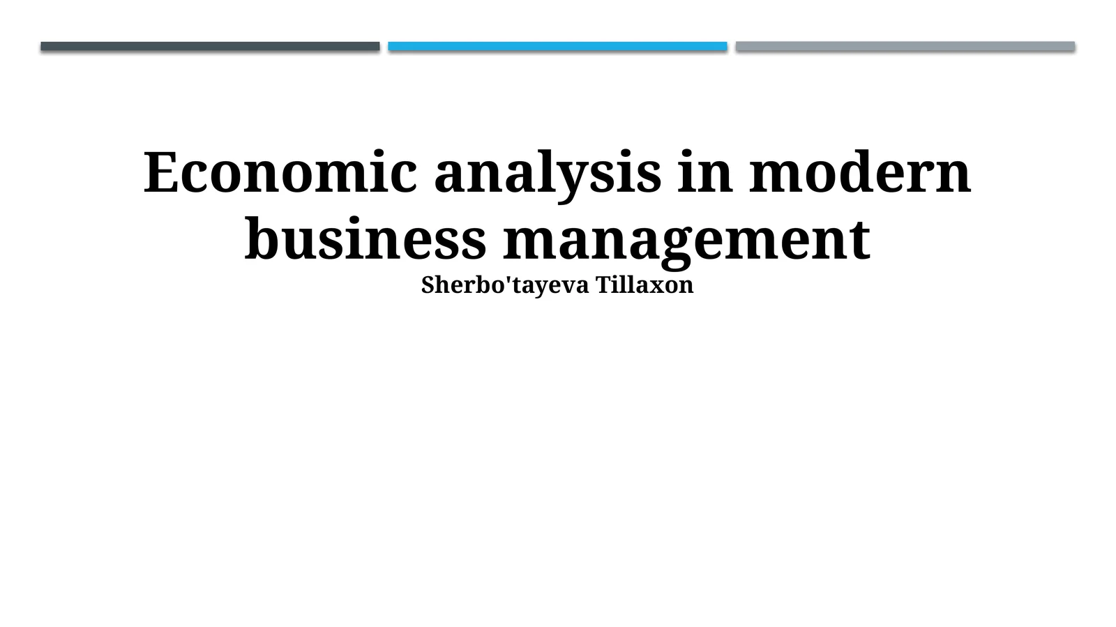 Economic Analysis in Modern Business Management