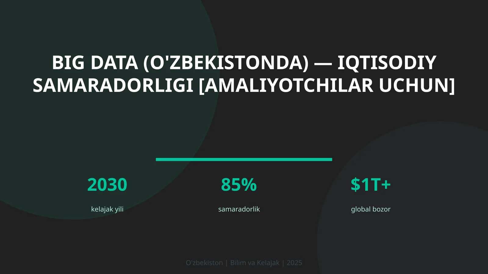 Big Data (O'zbekistonda) — iqtisodiy samaradorligi [amaliyotchilar uchun]