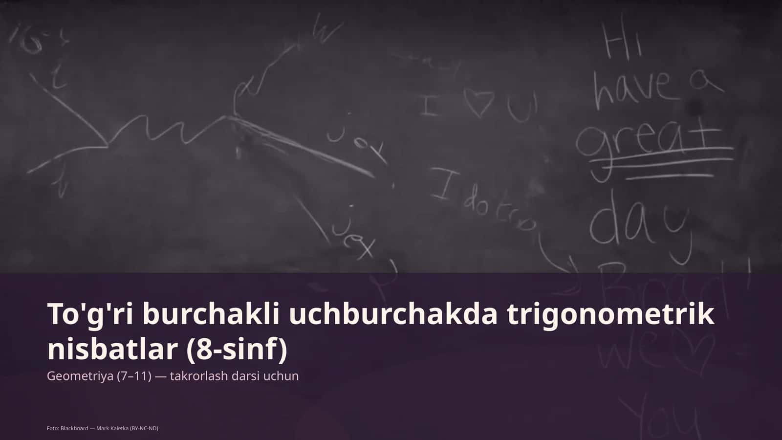 To'g'ri burchakli uchburchakda trigonometrik nisbatlar (8-sinf)