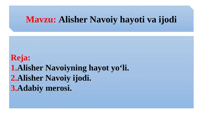 Alisher Navoiy hayoti