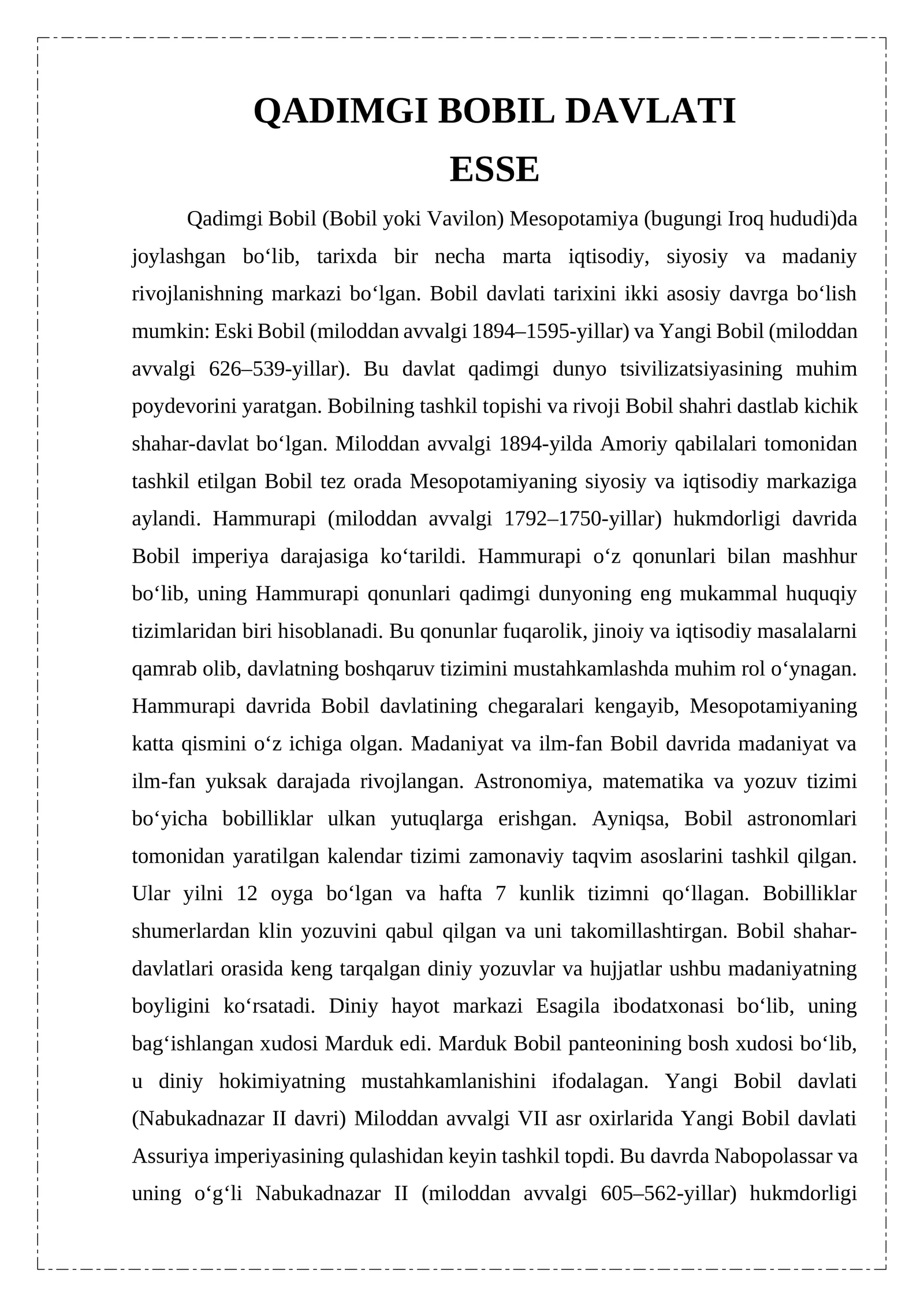 QADIMGI BOBIL DAVLATI