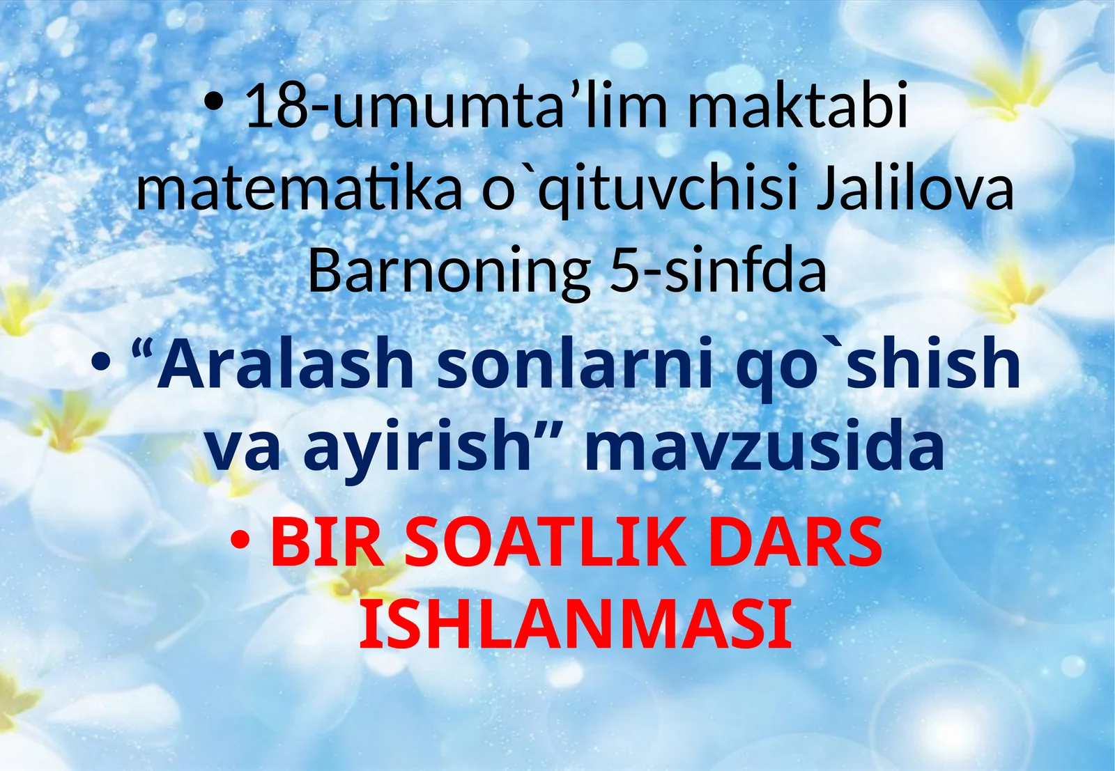 Aralash sonlarni qo`shish va ayirish