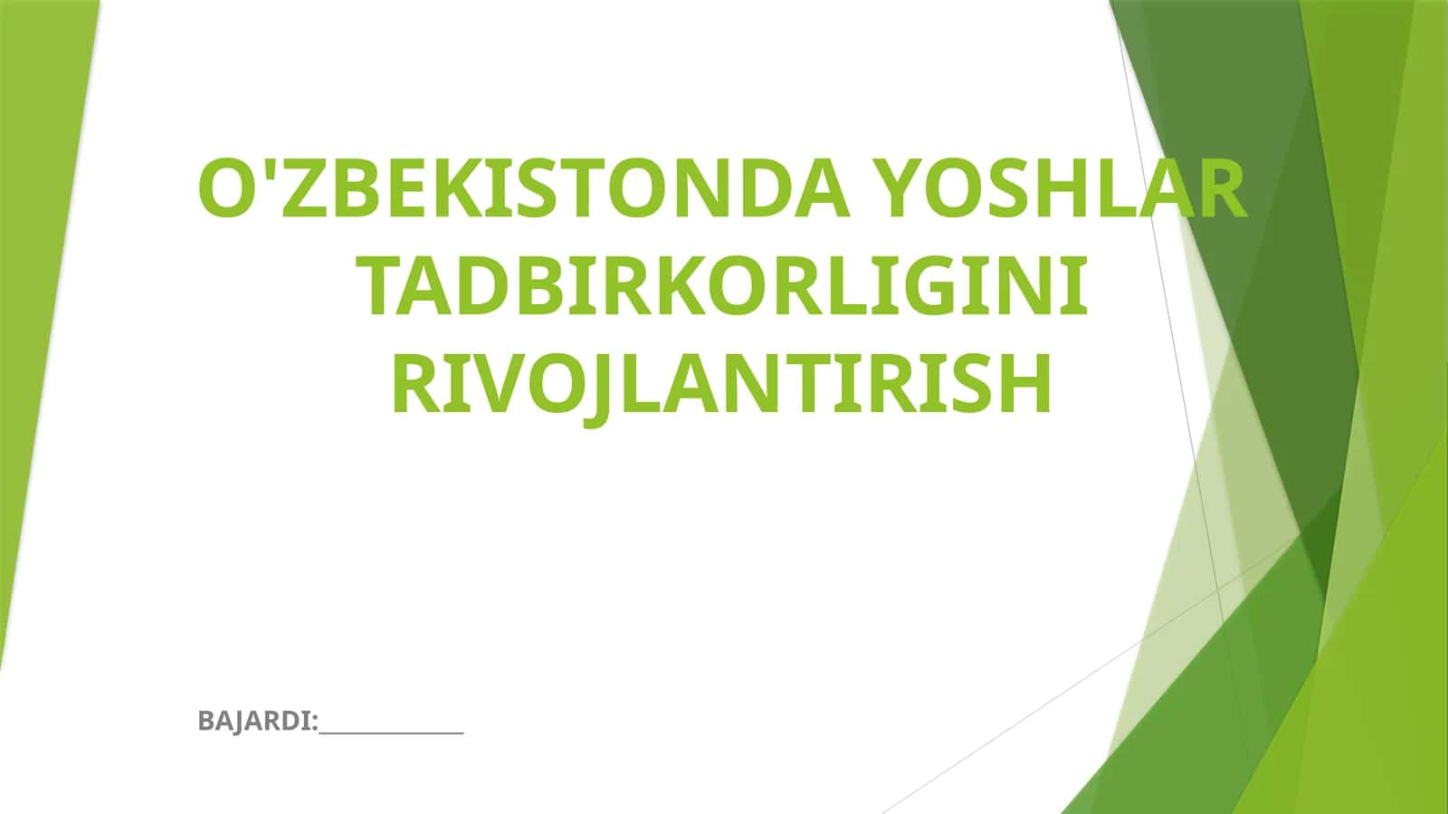 Yoshlar tadbirkorligini rivojlantirish
