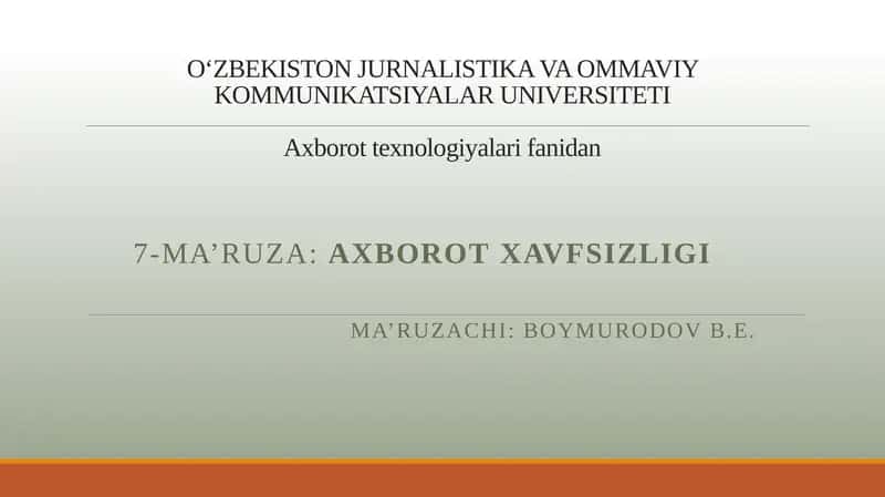 Axborot xavfsizligi