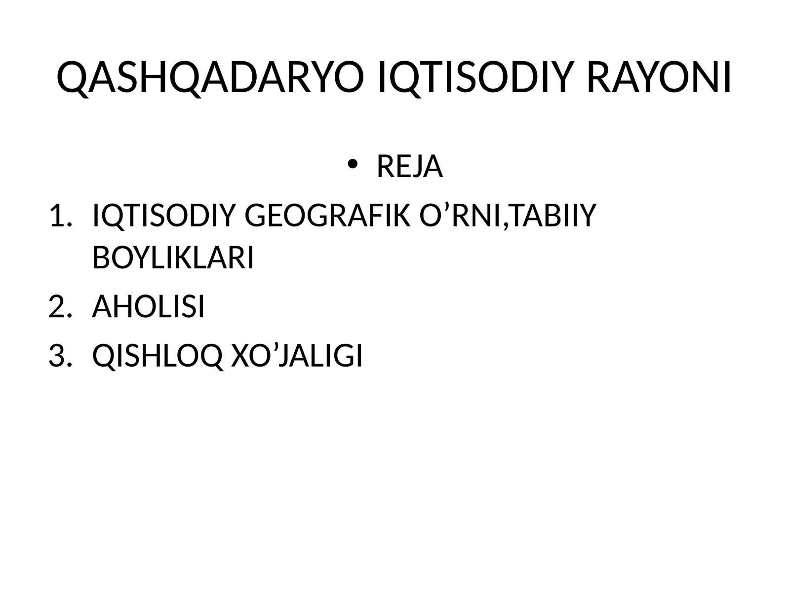QASHQADARYO IQTISODIY RAYONI