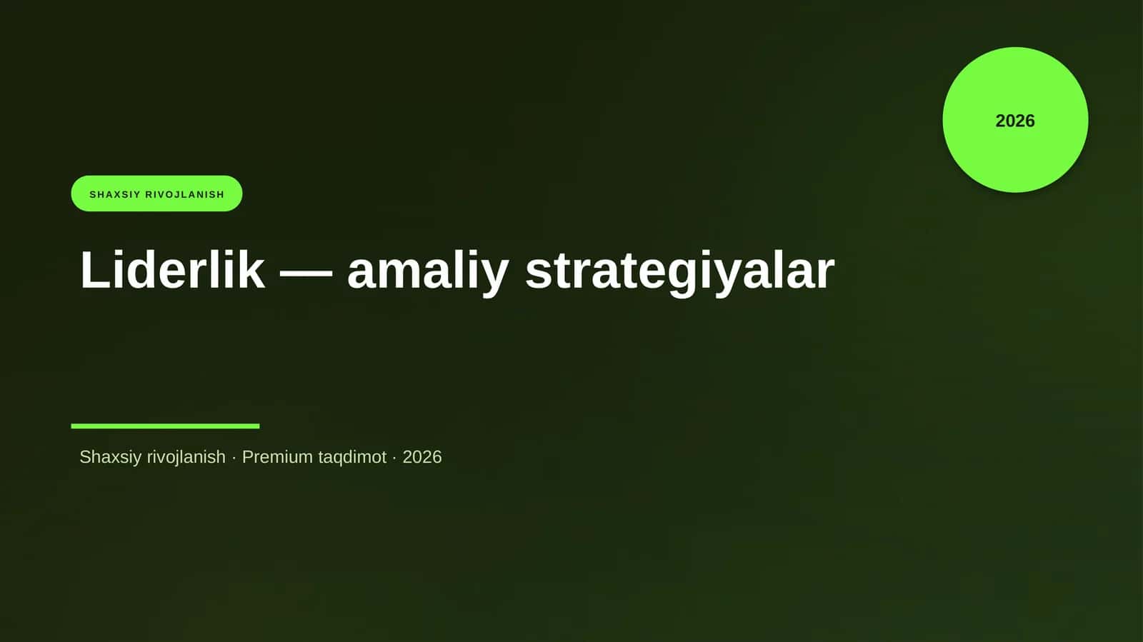 Liderlik — amaliy strategiyalar