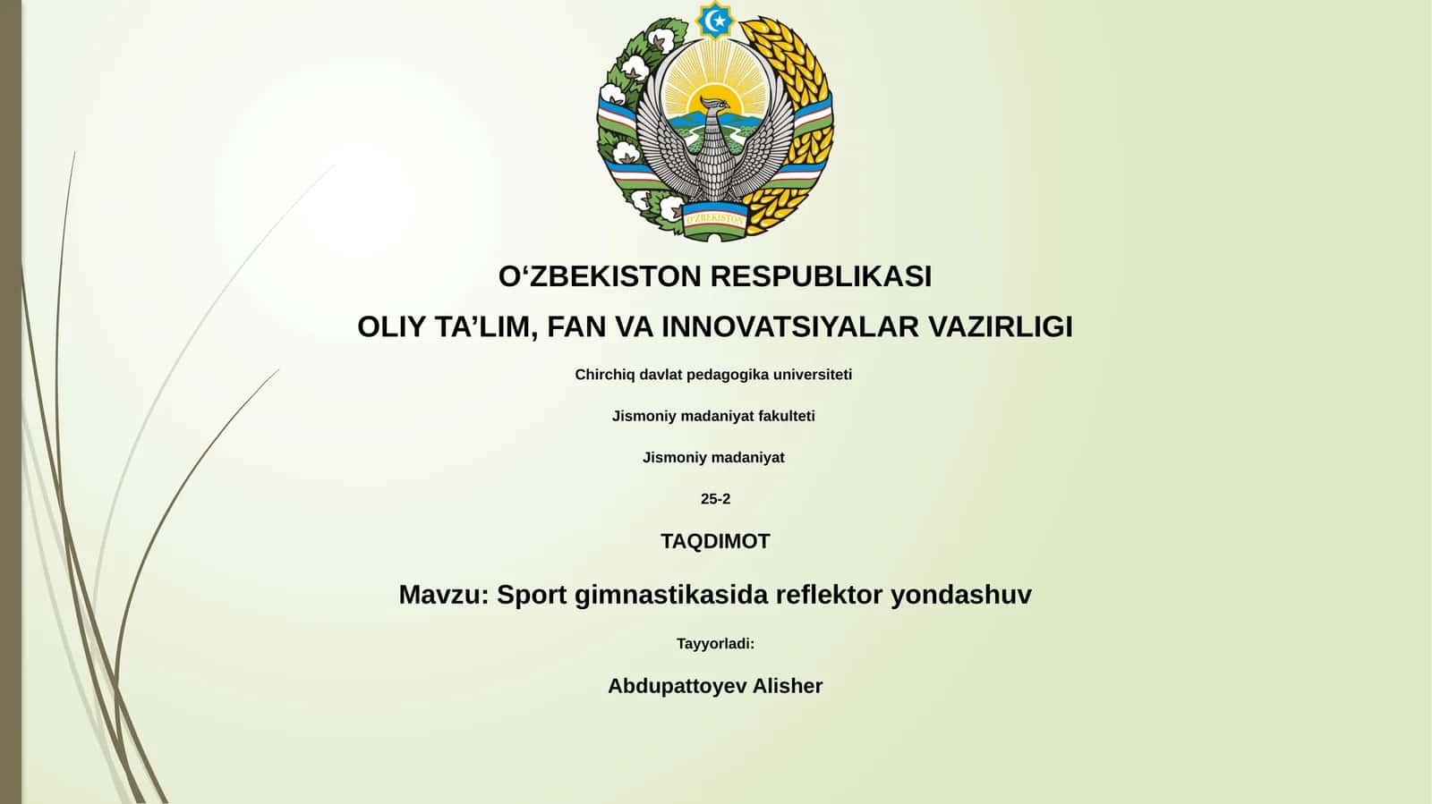 Sport gimnastikasida reflektor yondashuv