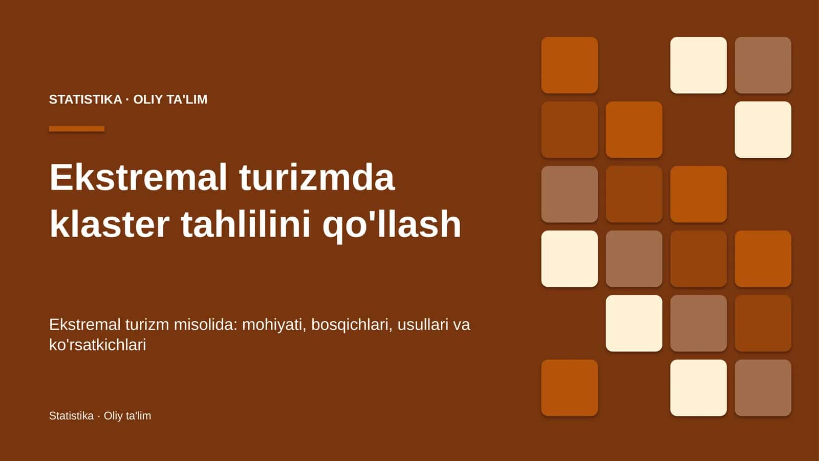 ekstremal turizmda klaster tahlilini qo'llash 8772
