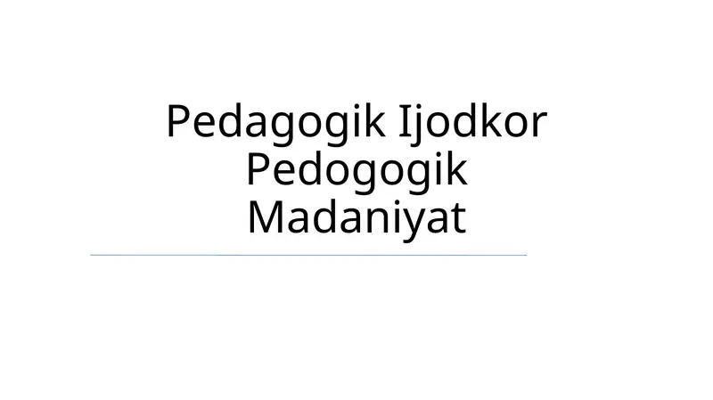 Pedagogik Ijodkor Pedogogik Madaniyat