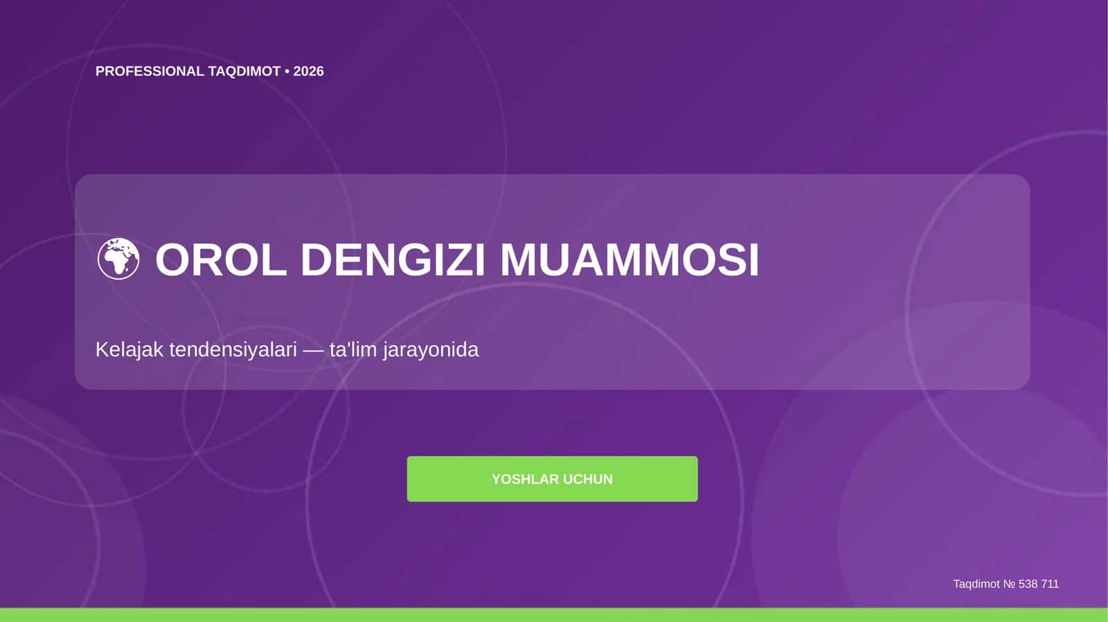 Orol dengizi muammosi: kelajak tendensiyalari (ta'lim jarayonida) [yoshlar uchun]