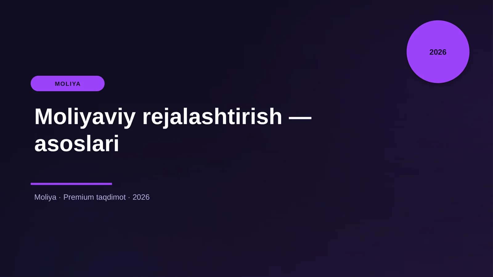 Moliyaviy rejalashtirish — asoslari
