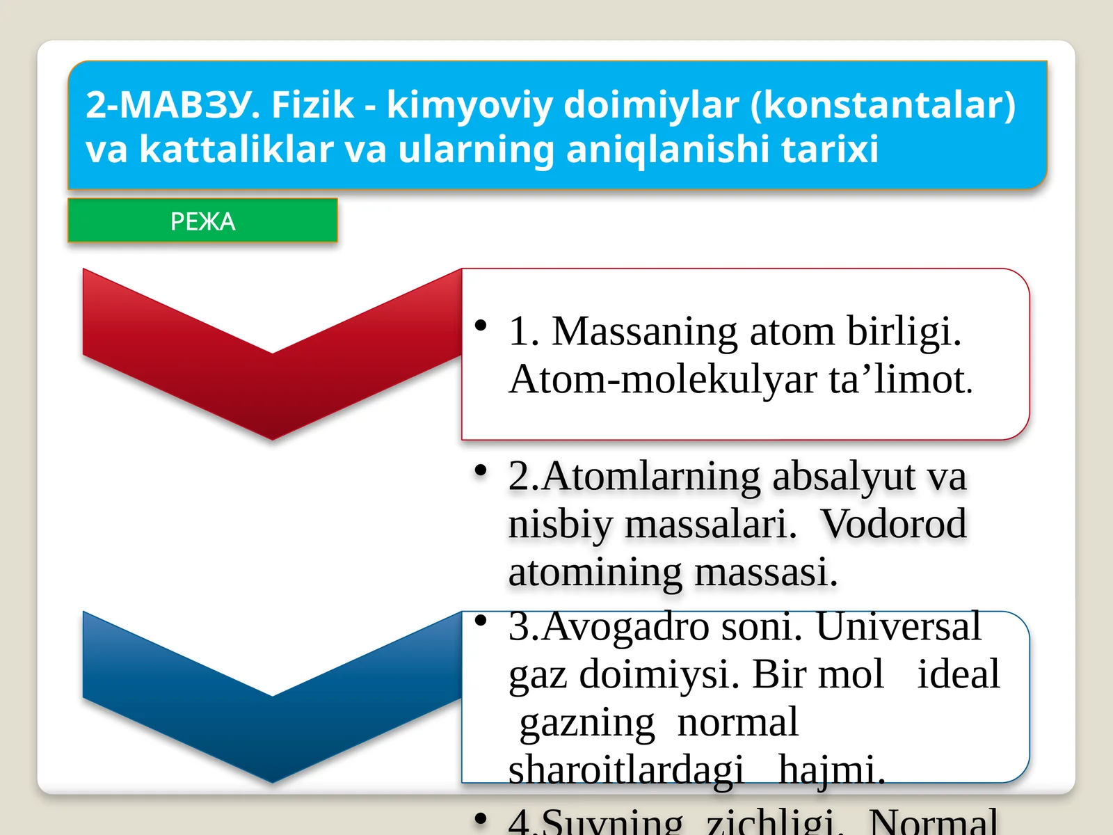 Fizik - kimyoviy doimiylar (konstantalar) va kattaliklar va ularning aniqlanishi tarixi