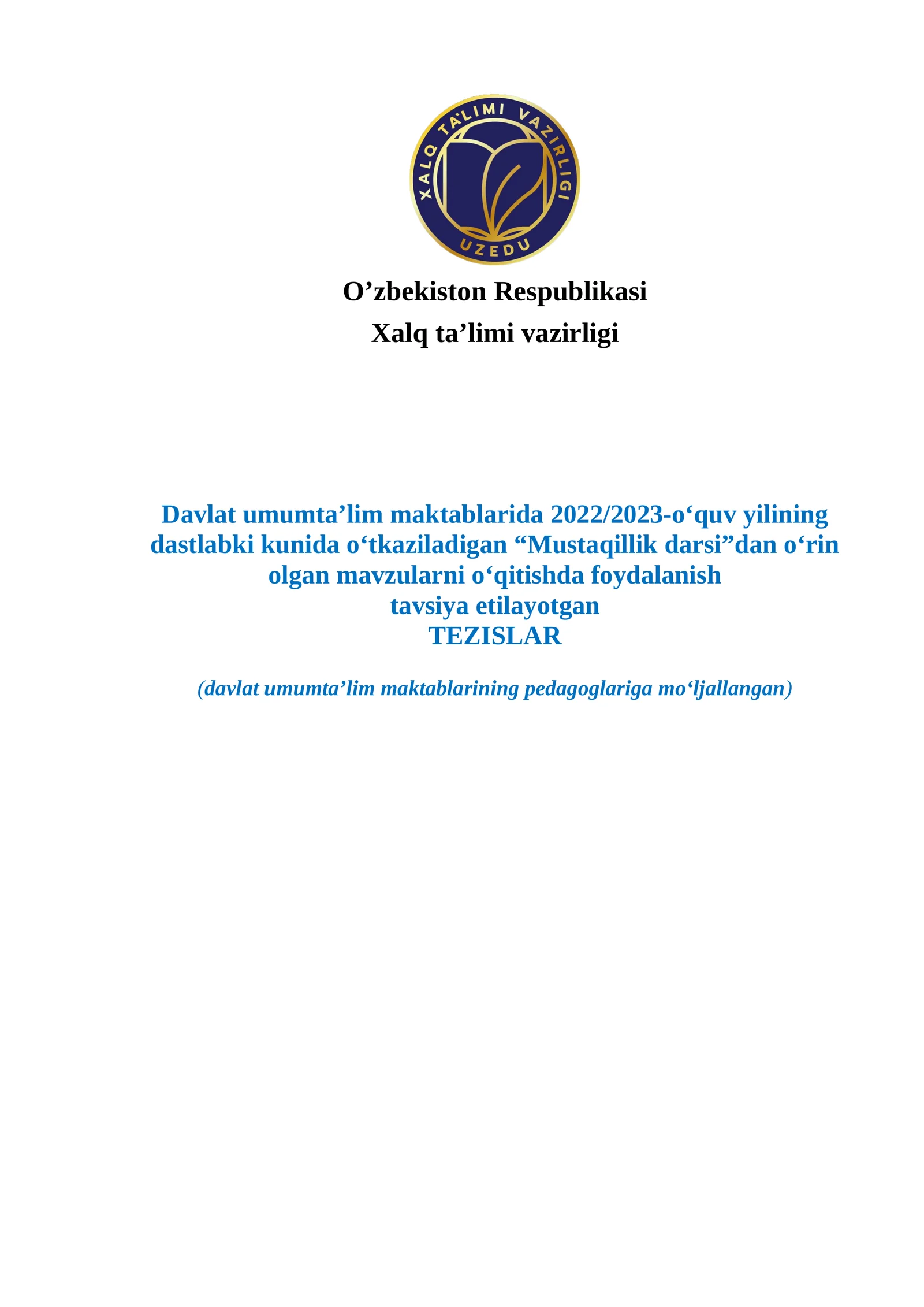Mustaqillik darsi mavzulari