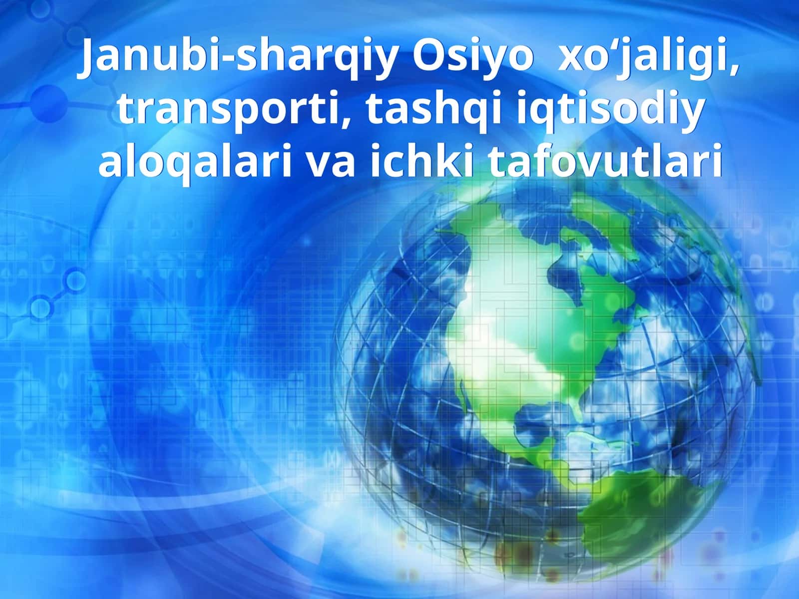 Janubi-sharqiy Osiyo xo‘jaligi, transporti, tashqi iqtisodiy aloqalari va ichki tafovutlari