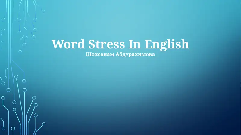 Word Stress In English