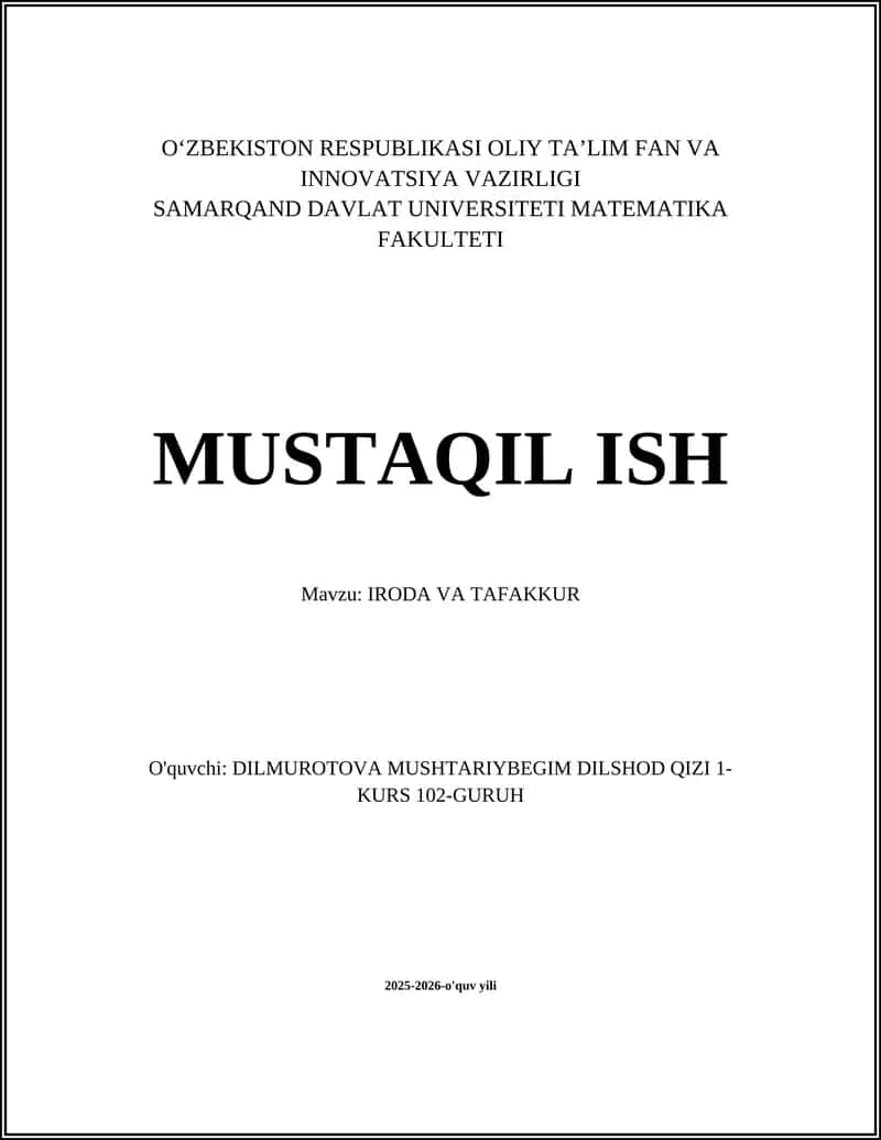 IRODA VA TAFAKKUR