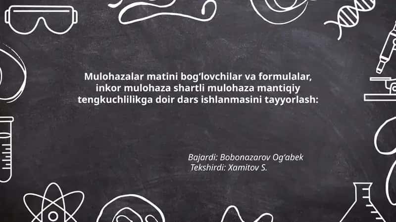 Mulohazalar matini bogʻlovchilar va formulalar