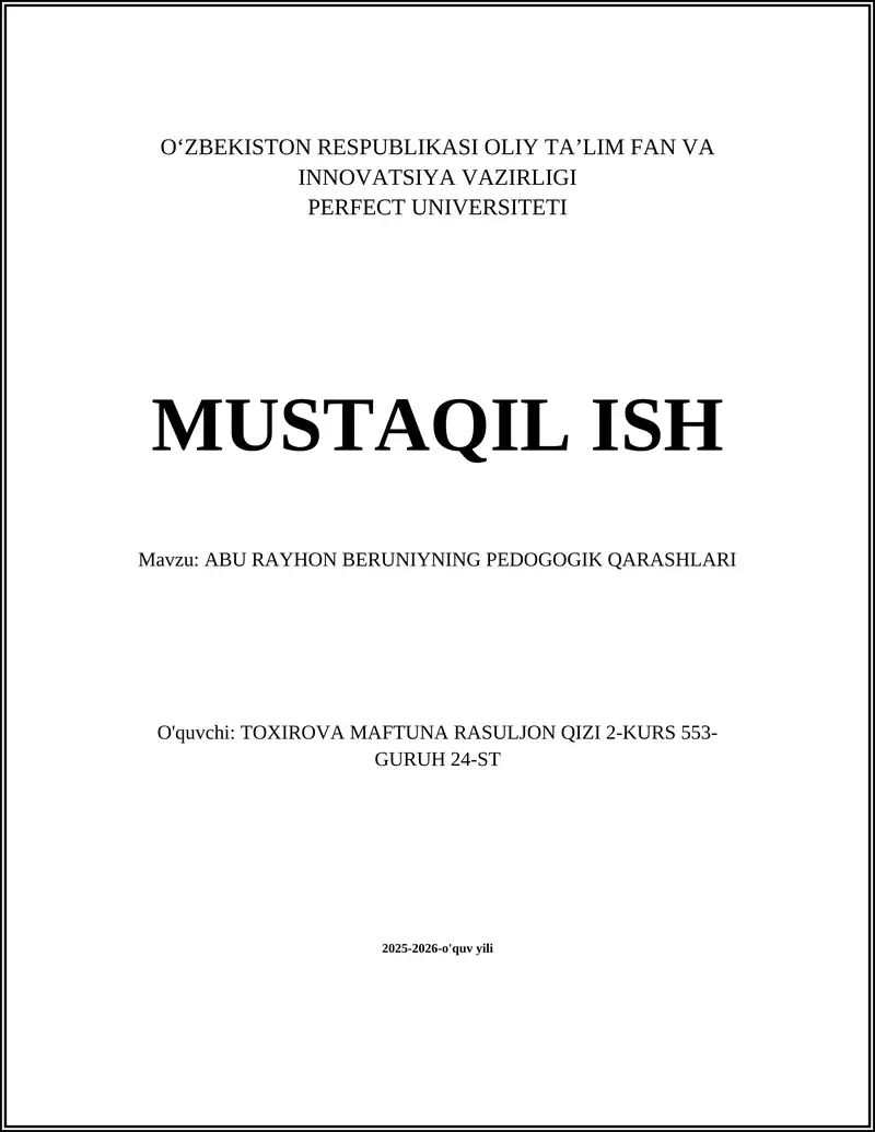 Abu Rayhon Beruniyning Pedagogik Qarashlari