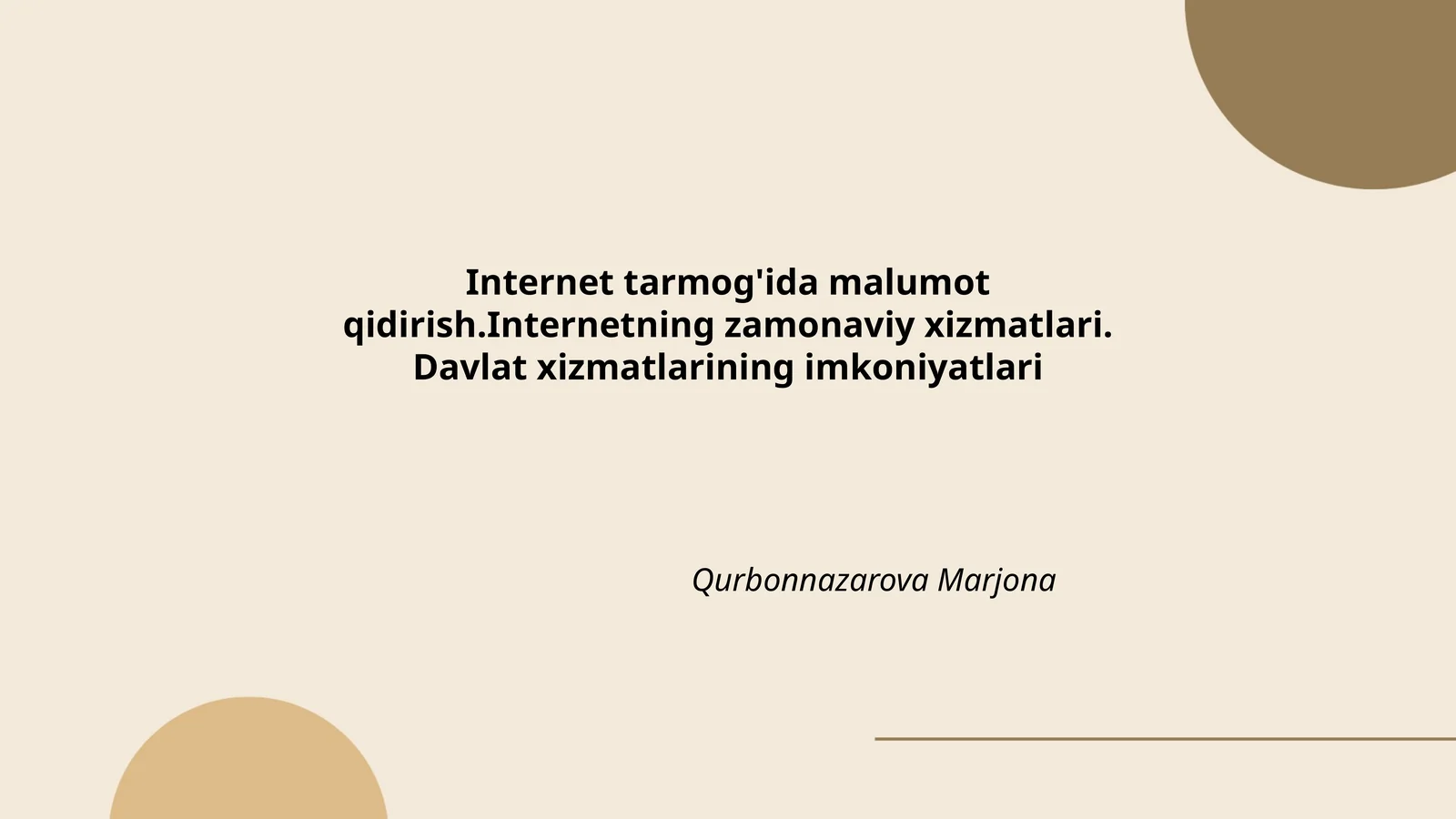 Internet tarmog'ida malumot qidirish