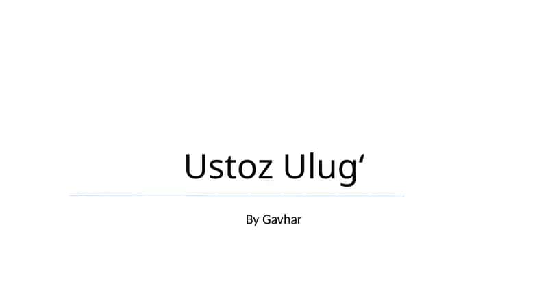 Ustoz Ulugʻ