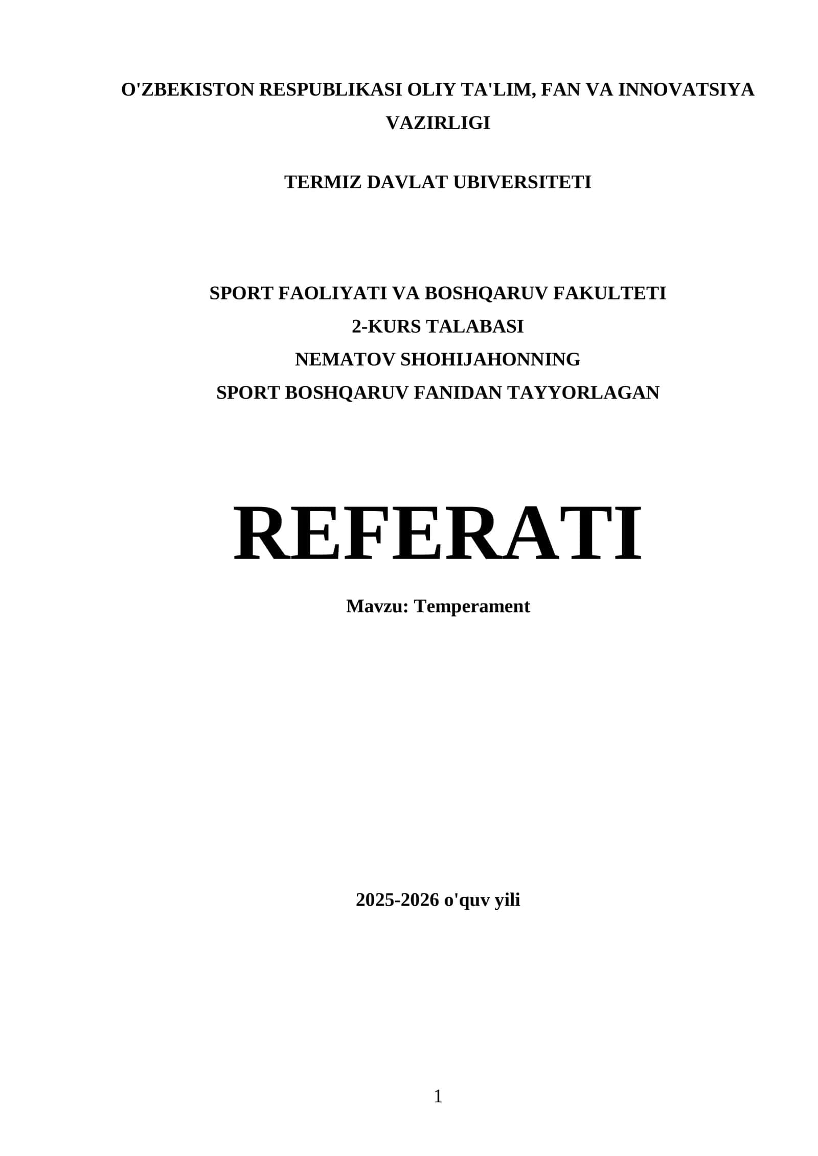 Temperamentning ta'rifi va uning psixologiyadagi o'rni