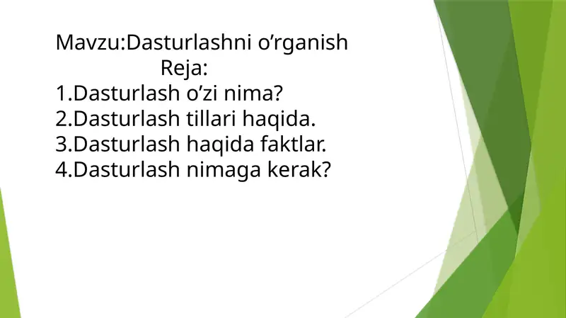 Dasturlashnio’rganish