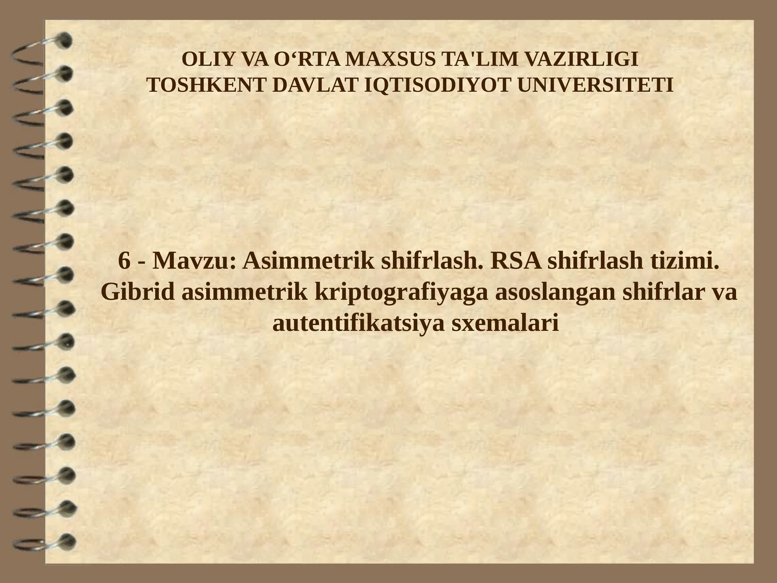 Asimmetrik shifrlash. RSA shifrlash tizimi