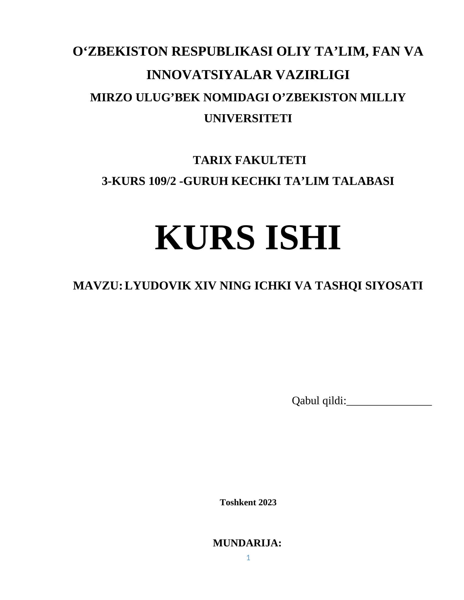 LYUDOVIK XIV NING ICHKI VA TASHQI SIYOSATI