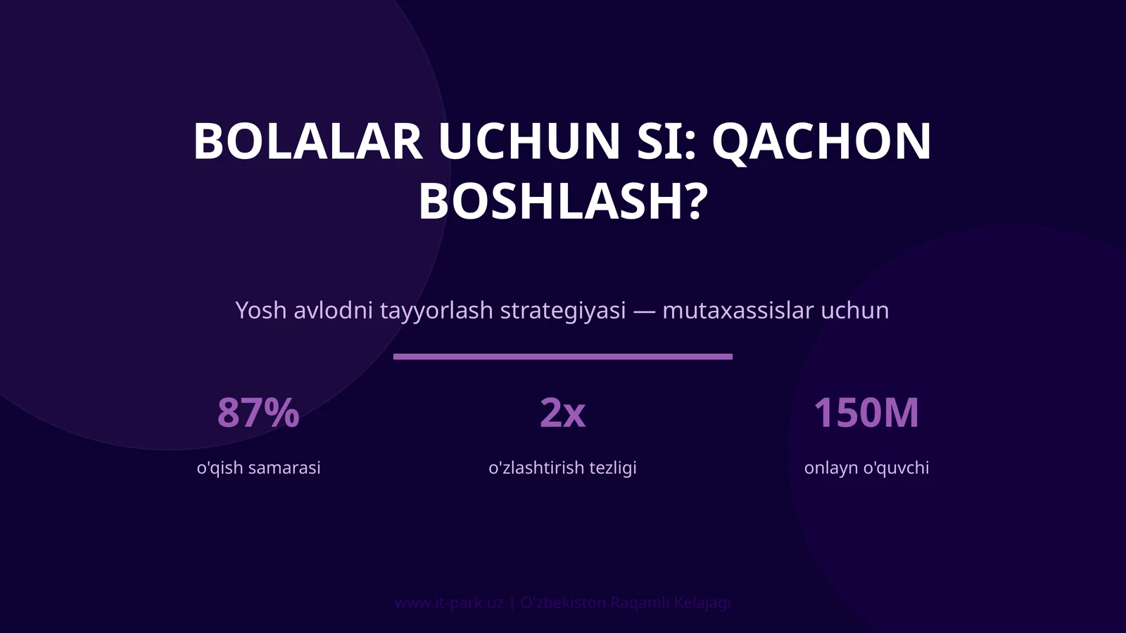 Bolalar uchun SI: QACHON BOSHLASH?