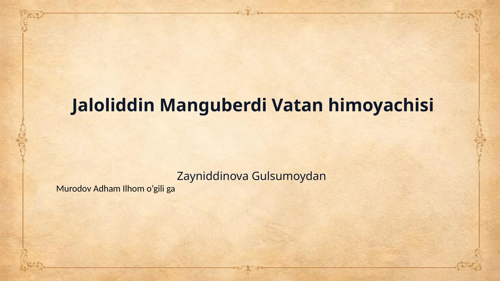 Jaloliddin Manguberdi Vatan himoyachisi