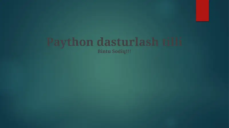Piton dasturlash tilli