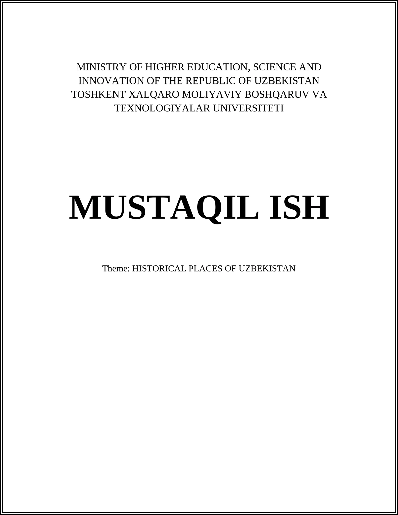 Mustaqil Ish - Historical Places of Uzbekistan