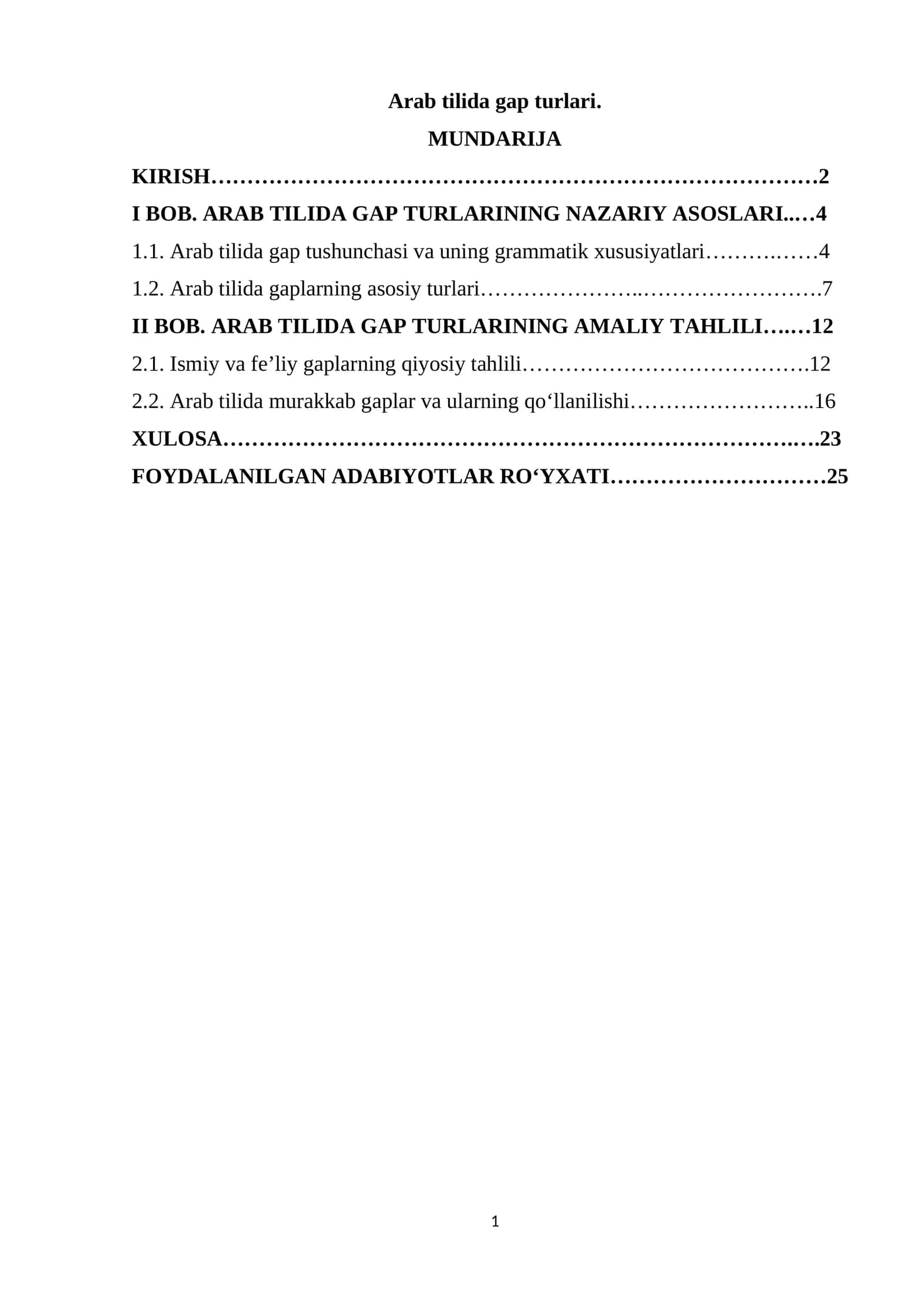 Arab Tilida Gap Turlari