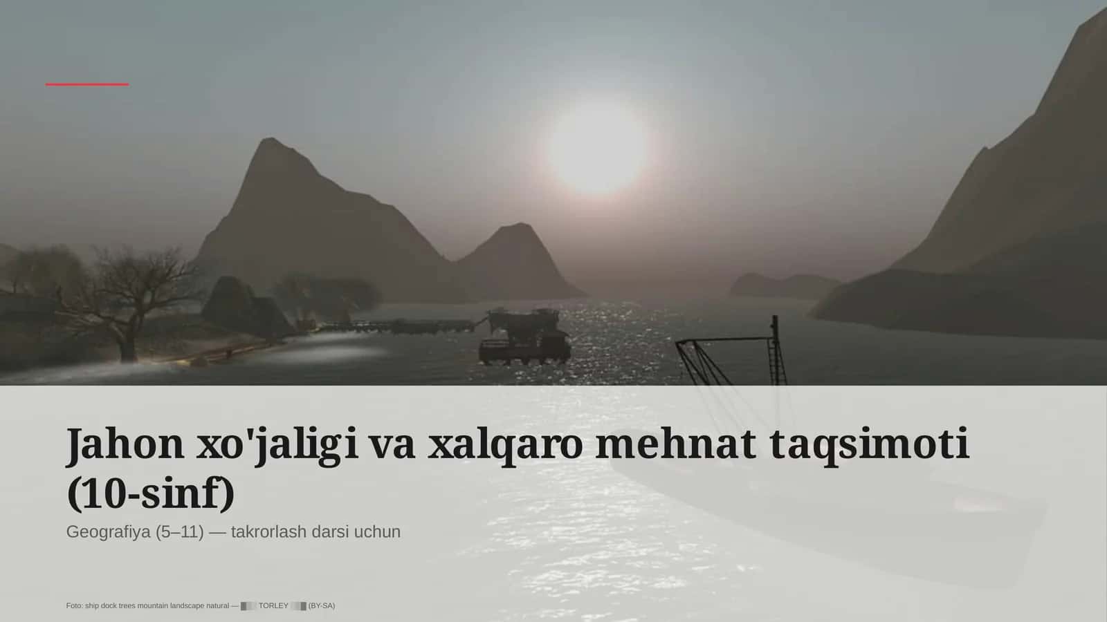 Jahon xo'jaligi va xalqaro mehnat taqsimoti (10-sinf)