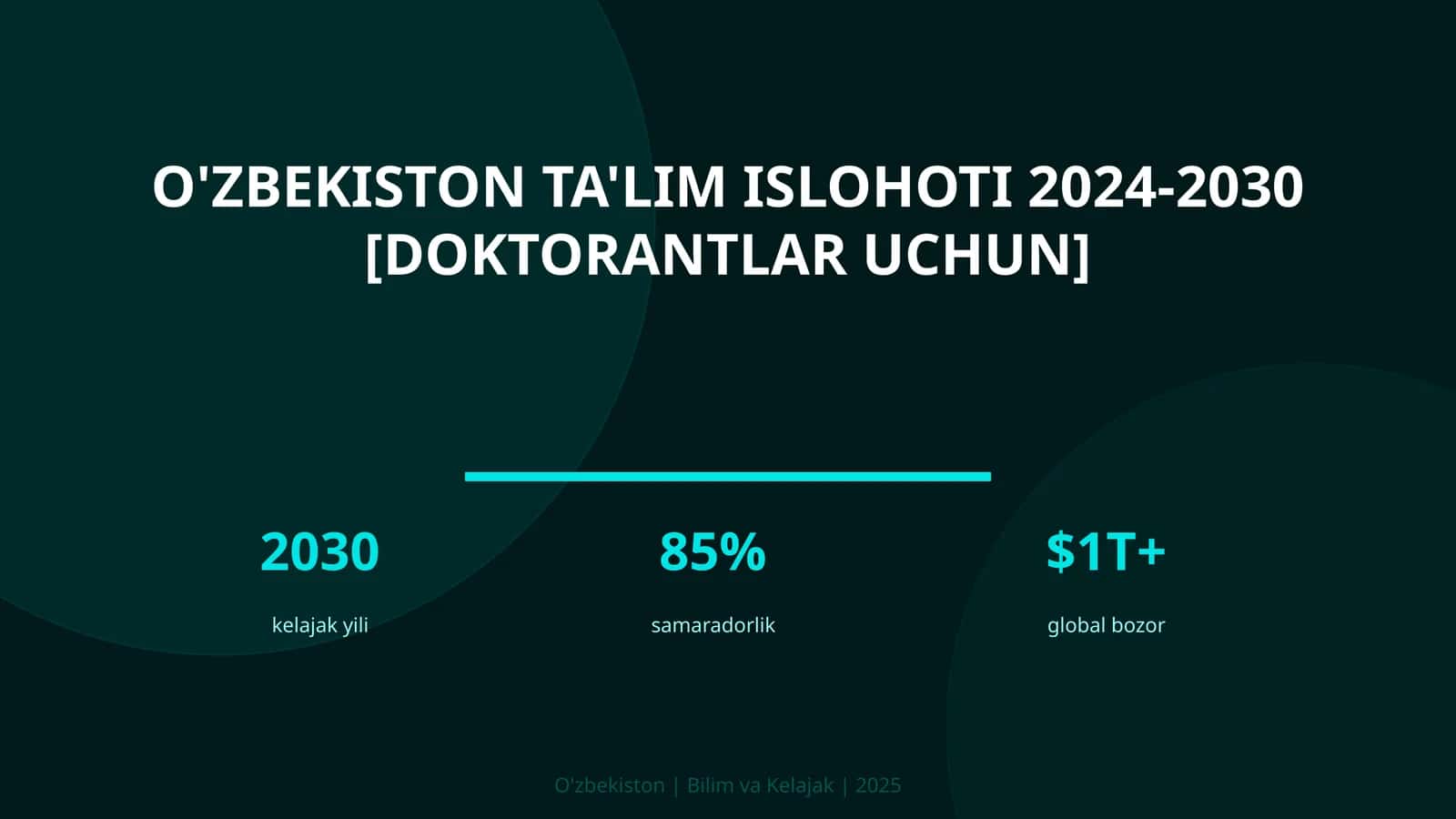 O'zbekiston ta'lim islohoti 2024-2030 [doktorantlar uchun]
