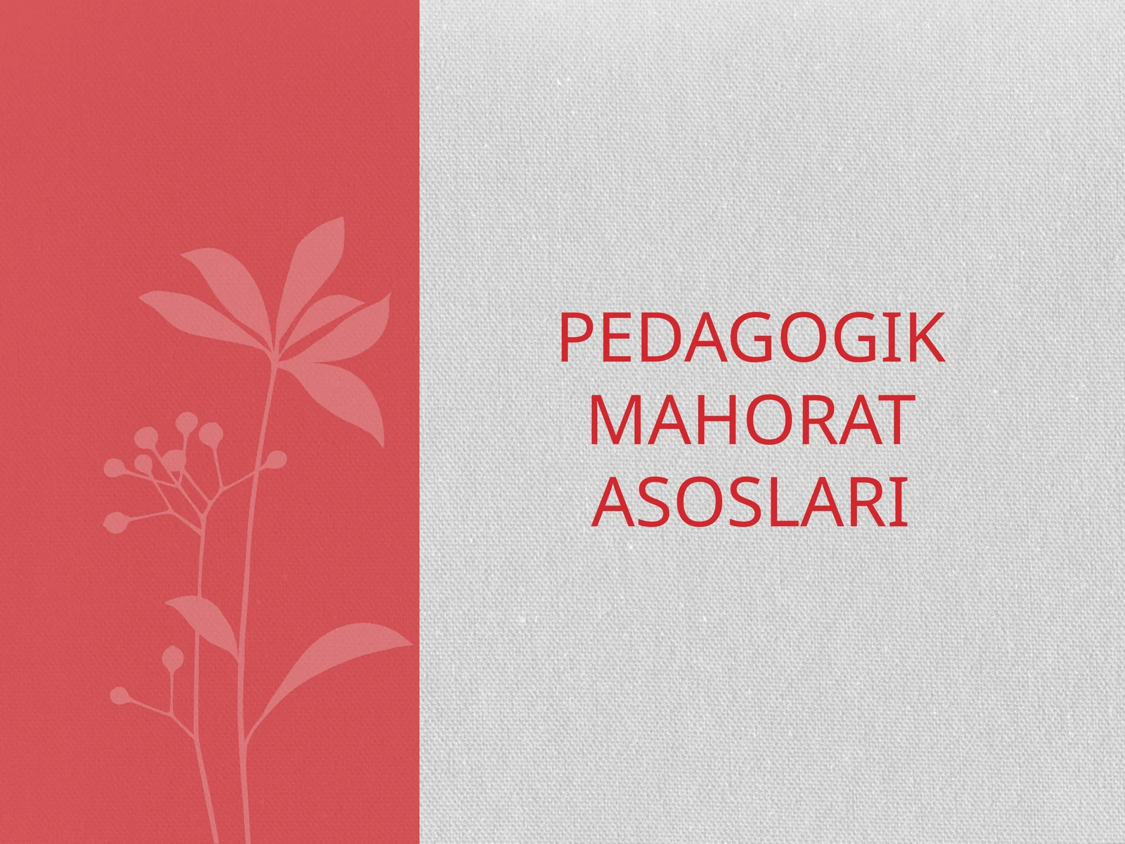Pedagogik mahorat asoslari
